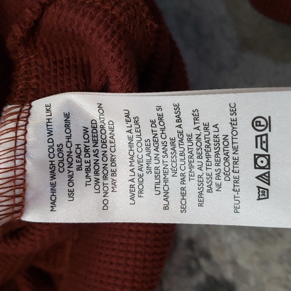 NWT Free People All Nighter Long Sleeve Waffle Crop Top - XL - Red Jasper - Picture 8 of 16